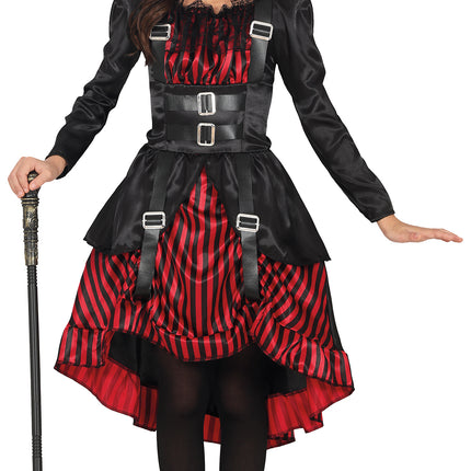 Robe d'Halloween Rouge Noir Fille Gothique