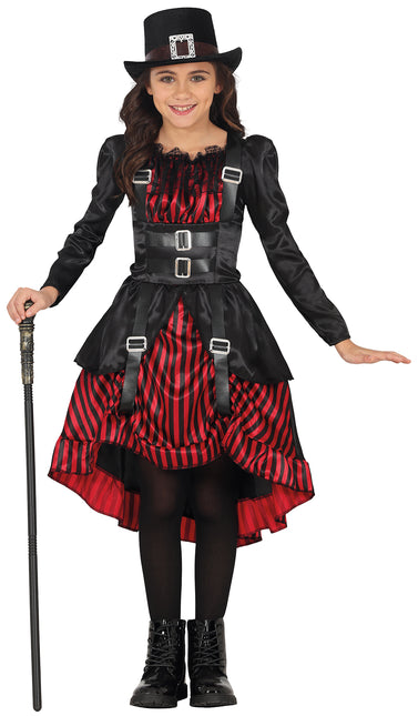 Robe d'Halloween Rouge Noir Fille Gothique
