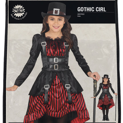 Robe d'Halloween Rouge Noir Fille Gothique