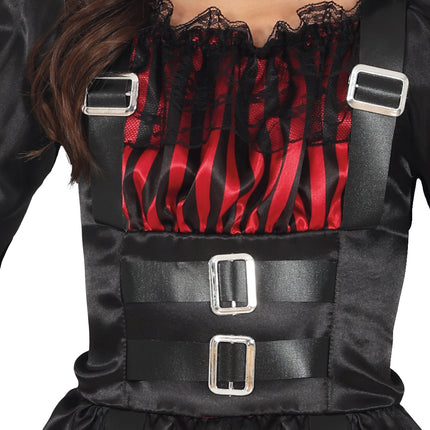 Robe d'Halloween Rouge Noir Fille Gothique