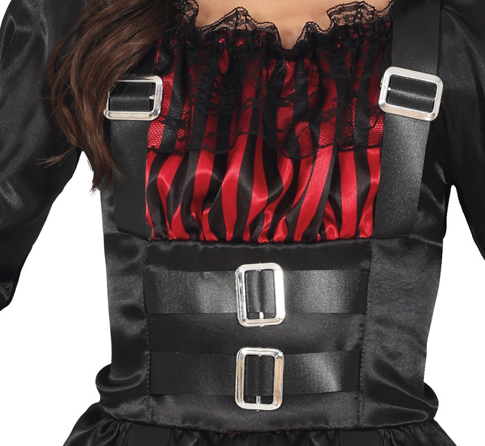Robe d'Halloween Rouge Noir Fille Gothique