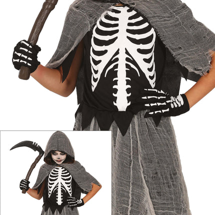 Robe d'Halloween Fille Squelette Faucheur