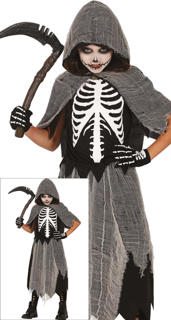 Robe d'Halloween Fille Squelette Faucheur