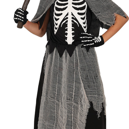 Robe d'Halloween Fille Squelette Faucheur