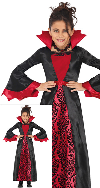 Costume d'Halloween Noir Rouge Fille Vampire Long