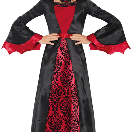 Costume d'Halloween Noir Rouge Fille Vampire Long