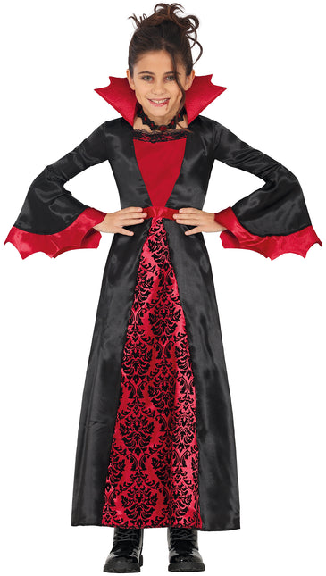 Costume d'Halloween Noir Rouge Fille Vampire Long