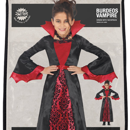 Costume d'Halloween Noir Rouge Fille Vampire Long