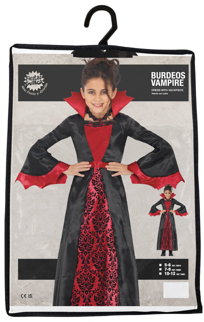 Costume d'Halloween Noir Rouge Fille Vampire Long