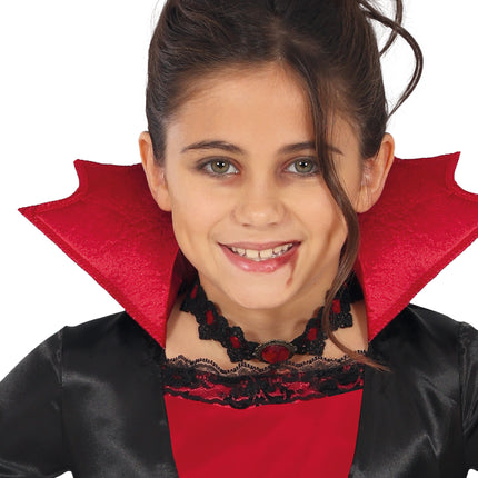 Costume d'Halloween Noir Rouge Fille Vampire Long