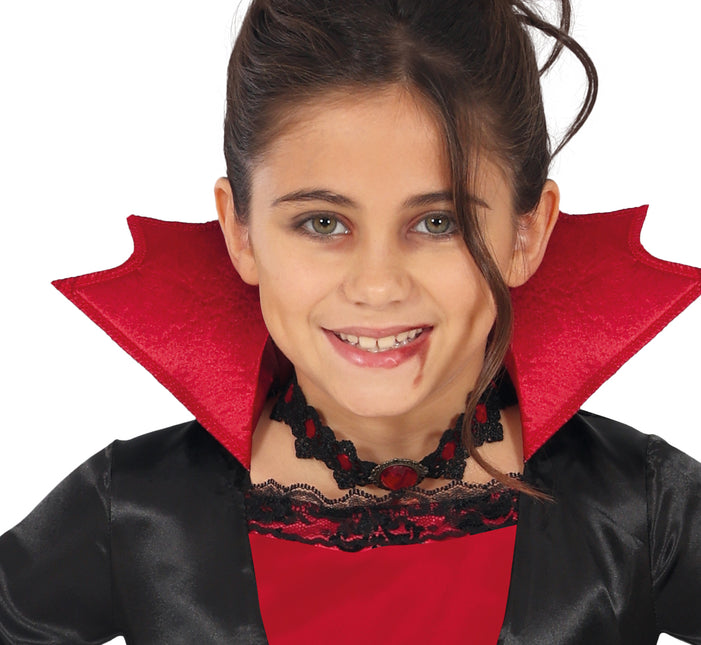 Costume d'Halloween Noir Rouge Fille Vampire Long
