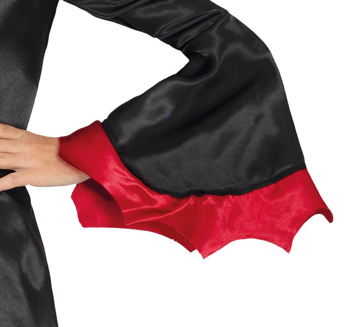 Costume d'Halloween Noir Rouge Fille Vampire Long