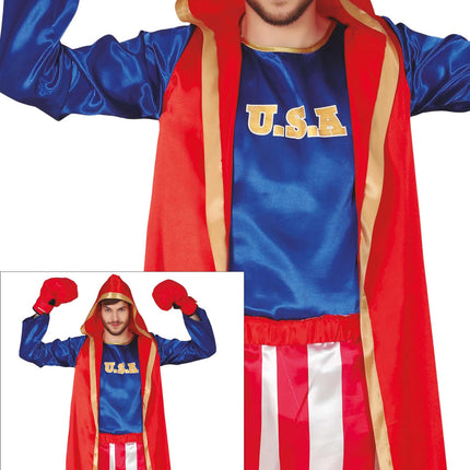 Costume de boxeur Rouge Bleu