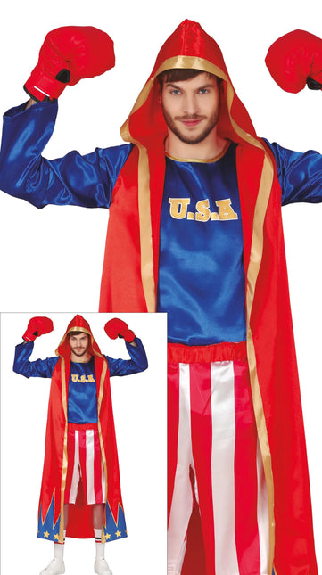 Costume de boxeur Rouge Bleu