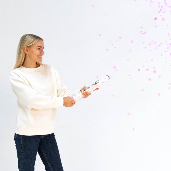 Canon à confettis rose clair 40cm