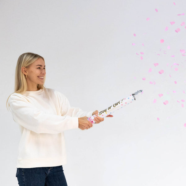 Gender Reveal Confetti Cannon Pink 40cm