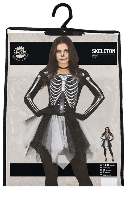 Robe d'Halloween Squelette Dames Noir