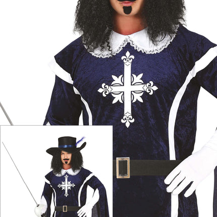Costume de mousquetaire homme bleu
