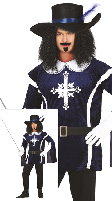 Costume de mousquetaire homme bleu