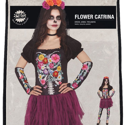Squelette Costume d'Halloween Tutu féminin fleurs