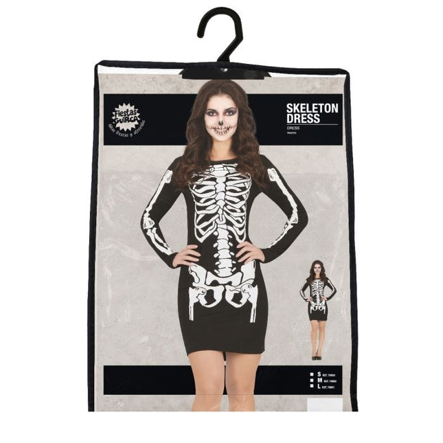 Robe d'Halloween Squelette Dames Noir Rouge
