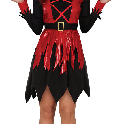 Robe d'Halloween Noir Rouge Dames Diable