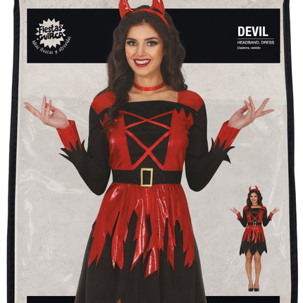 Robe d'Halloween Noir Rouge Dames Diable