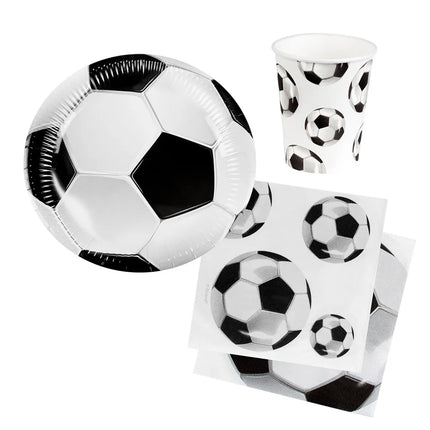 Set de table « Football » (6 assiettes, 6 petits verres, 12 serviettes)