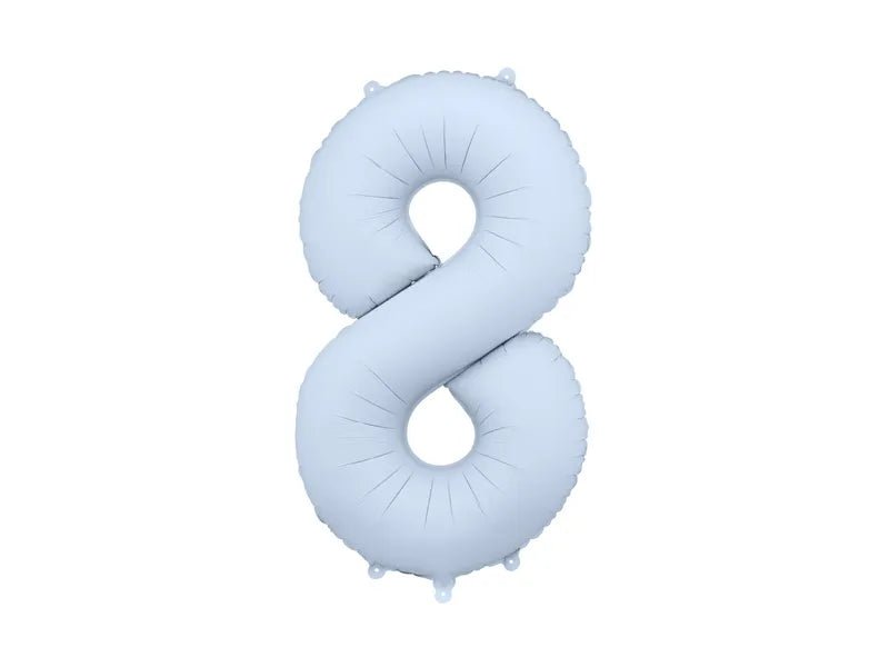 8 Jaar Cijfer Ballon Lichtblauw Mat Leeg 86cm van Partydeco koop je bij Partywinkel