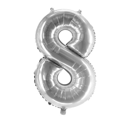 8 Jaar Cijfer Ballon Zilver Leeg 1m van VDV Benefit koop je bij Partywinkel