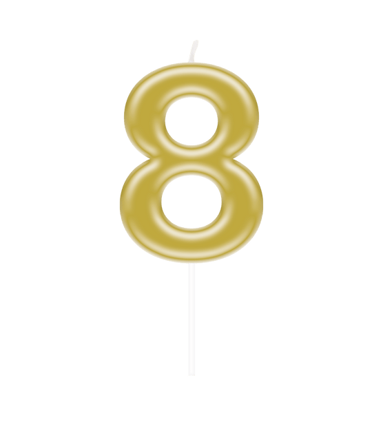 8 Jaar Kaars Goud 10,5cm van Paper Dreams koop je bij Partywinkel