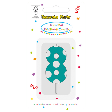 8 Jaar Kaars Lichtblauw van Procos koop je bij Partywinkel