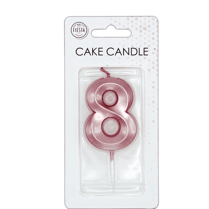 8 Jaar Kaars Rose Goud Metallic 6cm van WeFiesta koop je bij Partywinkel