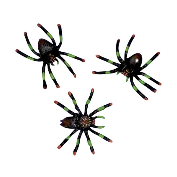 8 Spinnen Plastic Zwart Groen van Riethmueller koop je bij Partywinkel