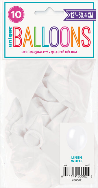 12" Ballons de baudruche en latex de qualité supérieure, 10 pièces - Blanc de lin