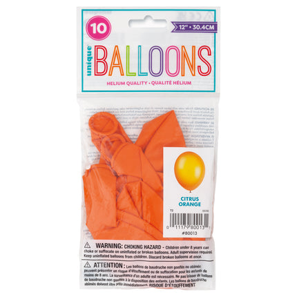 Ballons orange brillants 30cm 10pcs