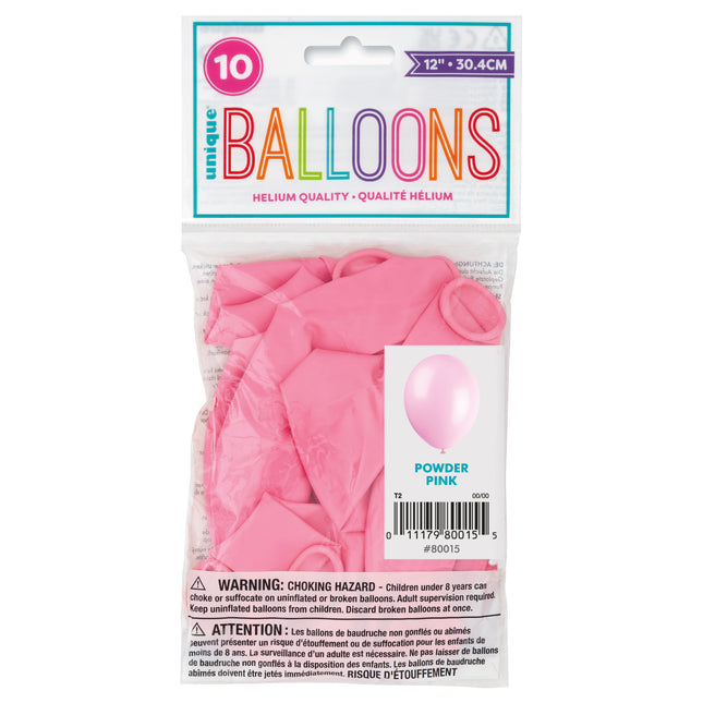 12" Ballons en latex de qualité supérieure, 10 pièces - rose poudré