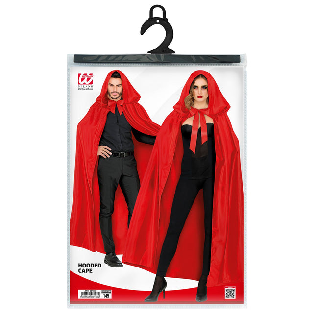 CAPE EN SATIN AVEC CAPUCHON ROUGE