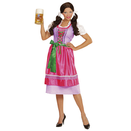 Robe Dirndl verte et rose Oktoberfest Ladies