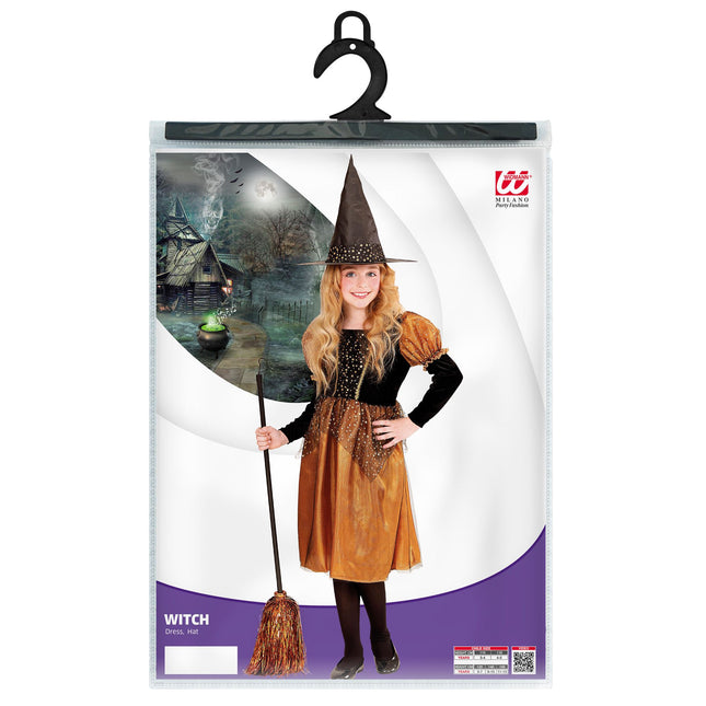 Robe de sorcière Noir Orange Fille