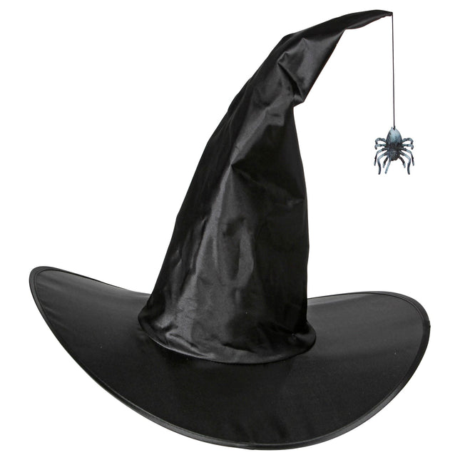 Chapeau de sorcière noir avec araignée