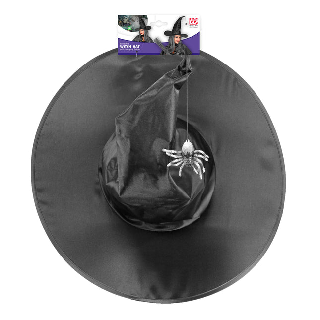 Chapeau de sorcière noir avec araignée