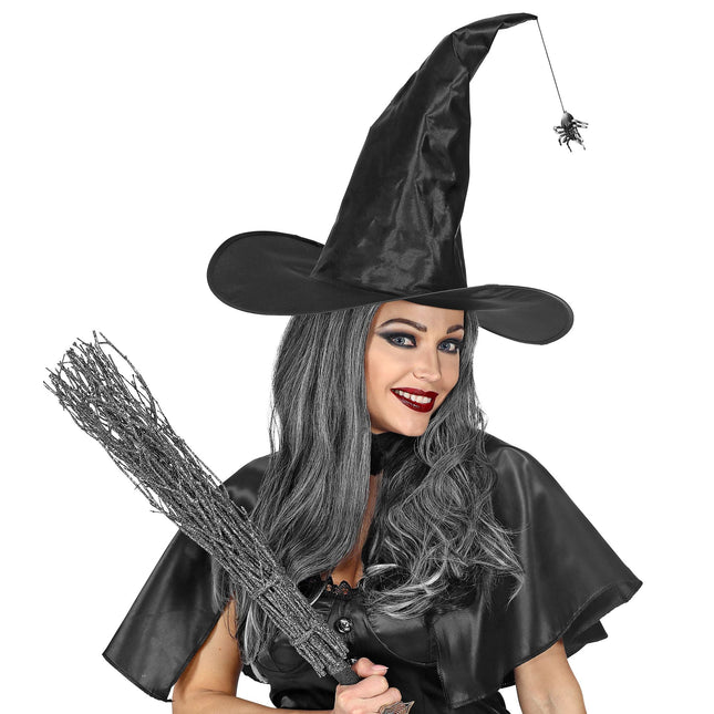 Chapeau de sorcière noir avec araignée