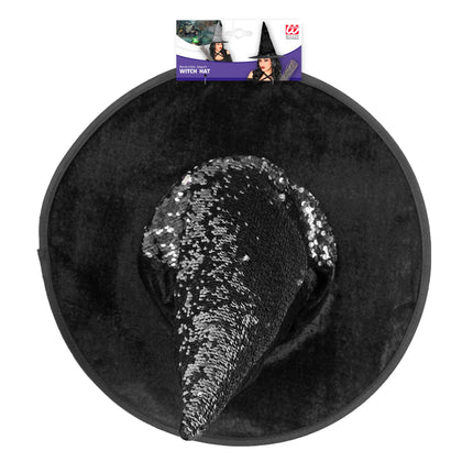 Chapeau de sorcière noir argenté