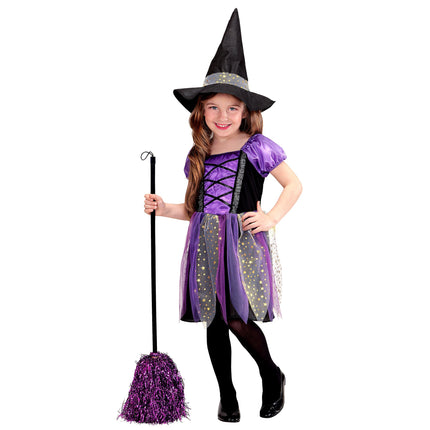 Costume de sorcière noir violet fille