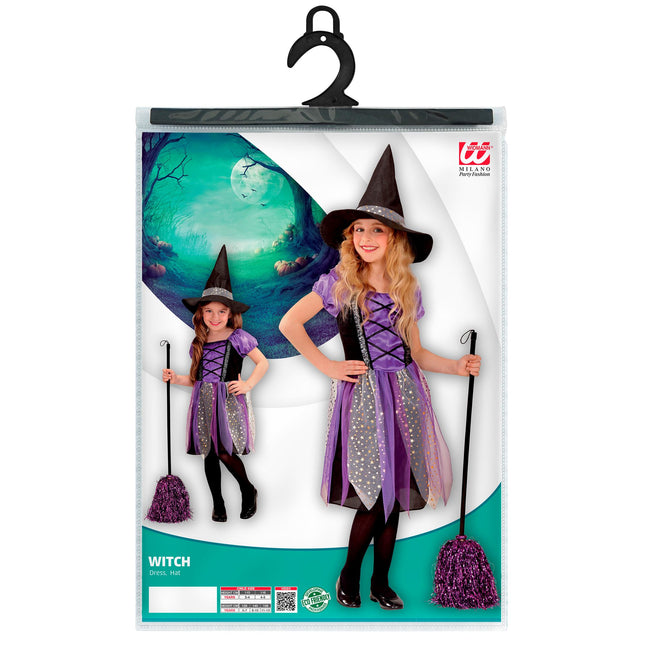 Costume de sorcière noir violet fille