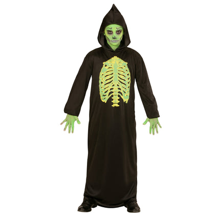Costume d'Halloween Faucheur Noir Vert Enfant Maigre