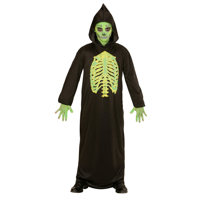Costume d'Halloween Faucheur Noir Vert Enfant Maigre