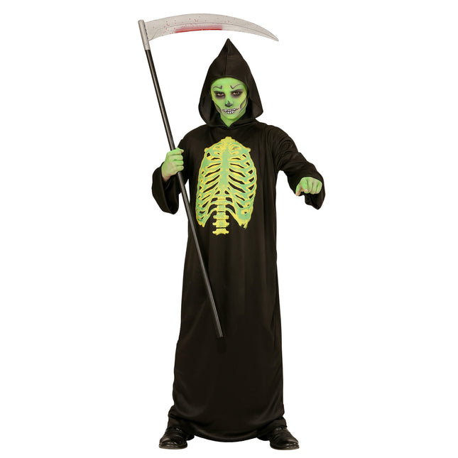 Costume d'Halloween Faucheur Noir Vert Enfant Maigre