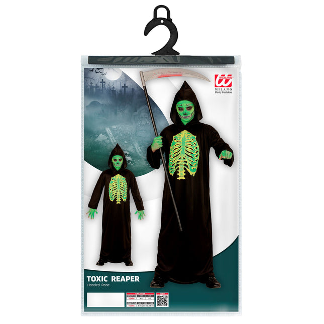 Costume d'Halloween Faucheur Noir Vert Enfant Maigre